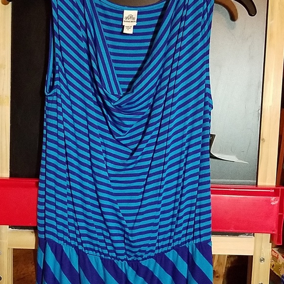 Sangria Striped Cowl Drop Waist Sleeveless - Picture 3 of 3